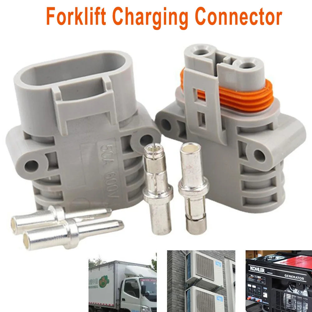 Pair Of FOR Anderson 50 Amp 600V 6 Grey Forklift Cable Power Connectors Good Electrical Conductivity Easy To Connect Tool