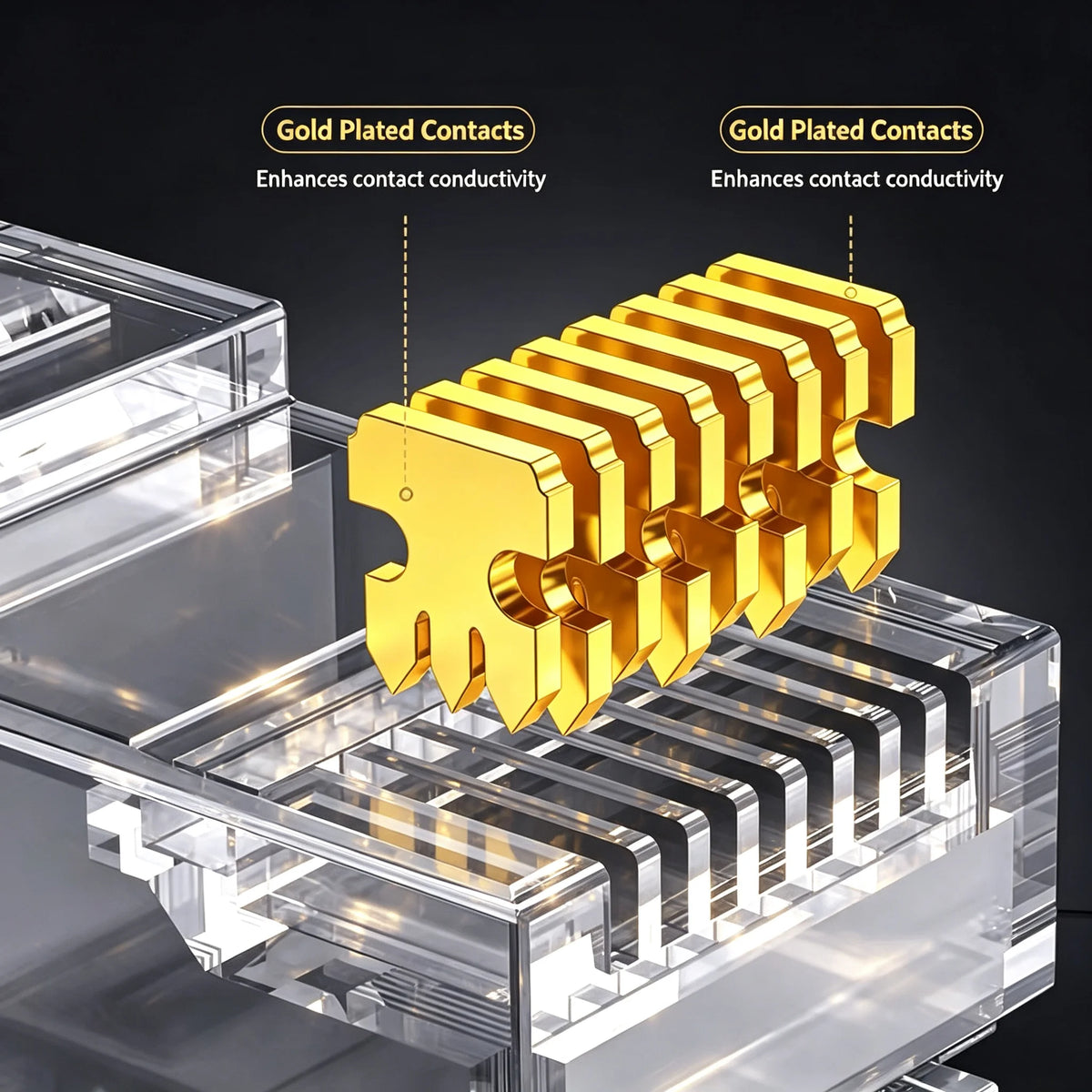 SUMMITEK RJ45 CAT6 Pass Through Connectors UTP Ethernet Network Modular Plug 8P8C Gold-Plated Ethernet PC Cable Adapter
