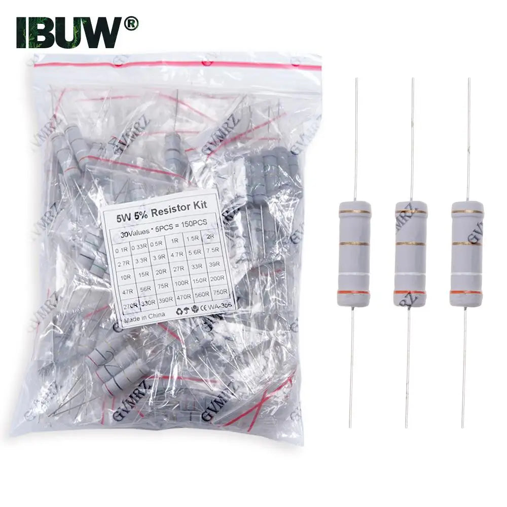 1/2W 1W 2W 3W Resistance 5% Metal Film Resistor Assortment Kit Set 30Kinds Each 5/10PCS 1R~750R 1K~820K Ohm