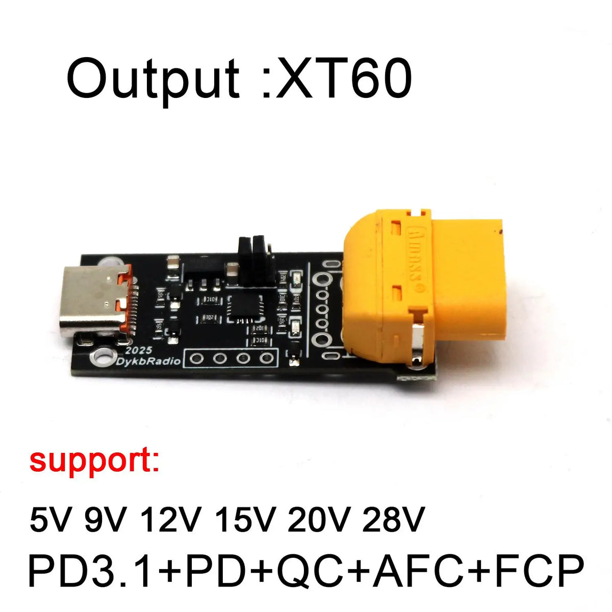 PD3.1 Decoy Fast Charging 28V 20V 15V 12V 9V 5V Voltage Trigger QC PD TO DC XT30 XT60 USB Power Delivery Model Aircraft Charger