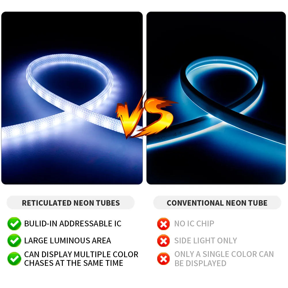 DC5V WS2812B Elliptical Reticulate Pattern Neon Addressable LED Strip WS2812 60Leds/m 360Degree Smart Silicone Led Light IP67