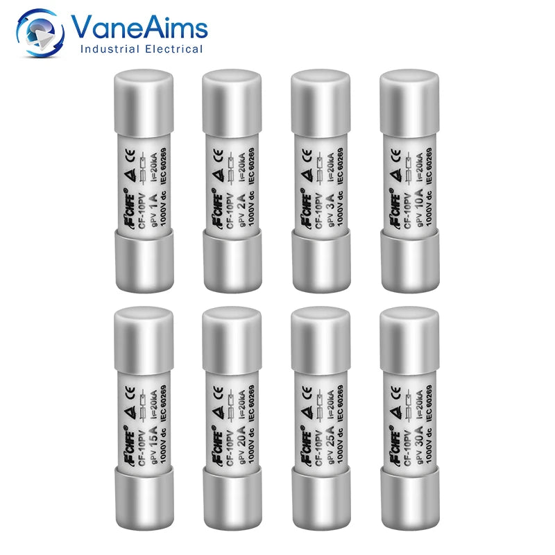 1/5/20/30pcs Solar DC1000V Ceramic PV Fuse 1A 2A 3A 10A 15A 20A 25A 30A High Voltage GPV Fuse for Solar System Protection
