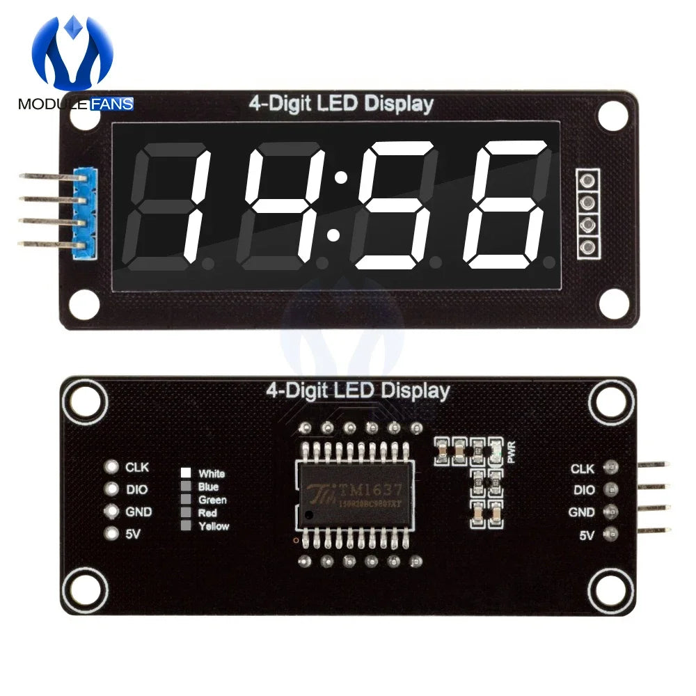 TM1637 LED Display Module for Arduino 4 Digit 7 Segment 0.56 inch Time Clock Indicator Tube Module Red Blue Green Yellow White