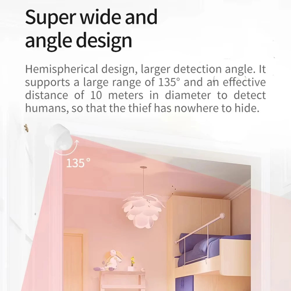 PIR Motion Sensor ZigBee Human Body Infrared Induction Detector Linkage Auto Home Security Alarm for Tuya APP Movement Monitor