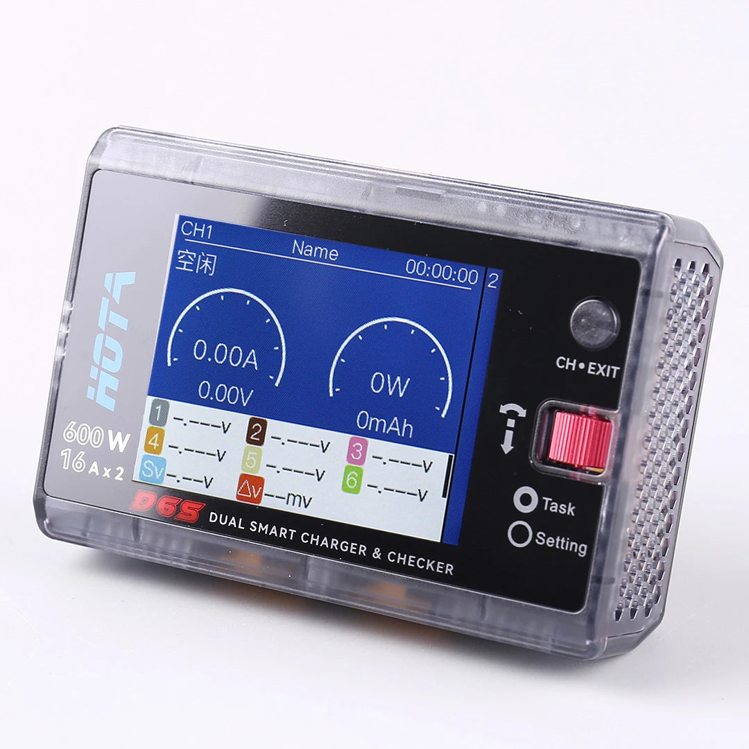 HOTA D6S RC Lipo Battery Charger Magnetic Suction Dual Channel Smart Balance 600W High Power 1-6S Smart Balance Charger