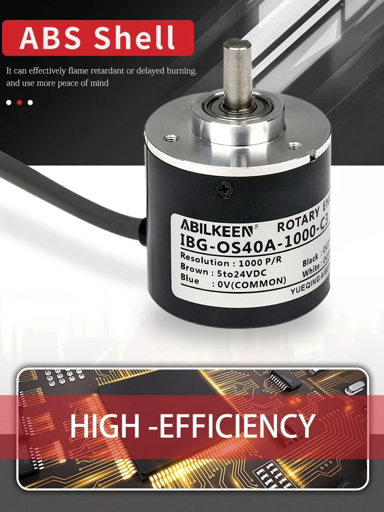 ABILKEEN Dia 58mm Incremental Rotary Encoder Optoelectronic Encoder 12/15MM Through-Hole Shaft RHI58 Photoelectricity Encoder