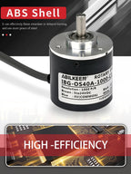 ABILKEEN 50mm Incremental Rotary Encoder Wtaer and Oil Proof 8MM Solid Shaft Magneto Electric Encoder E50S Encoder 100~5000 PPR