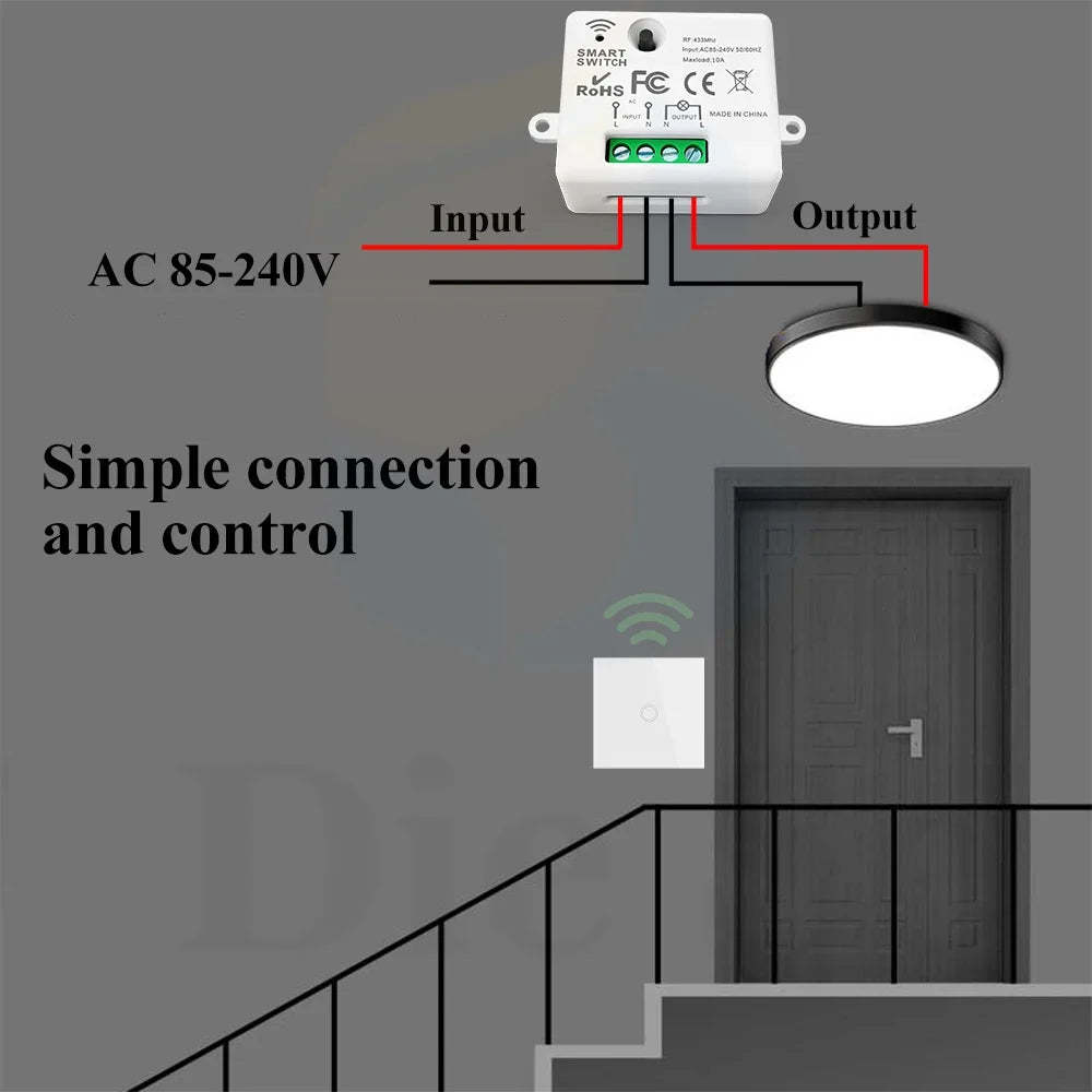 Diese 86 Switch Panel ON/OFF Touch Switch Wireless Light Switch 433Mhz Remote Control ,AC 85V~240V 10A Interruptor for Lighting