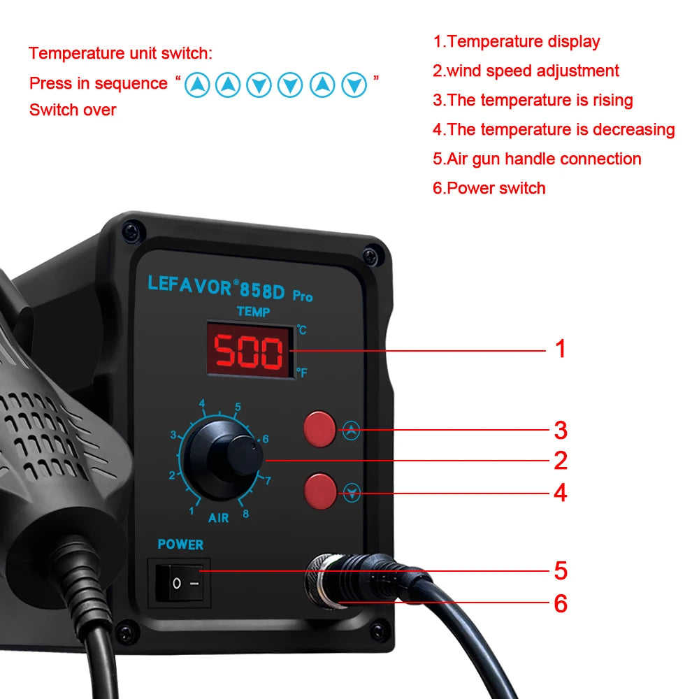 858D Hot Air Gun BGA Soldering Rework Station Blower Hair Dryer Hairdryer Soldering Heat Gun 220V 110V  SMD SMT Welding Repair