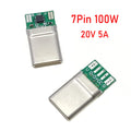PD100W USB 3.1 Type-C 7Pin Connector Male Receptacle Adapter to Solder Wire Cable 20V 5A High Current Support PCB Board