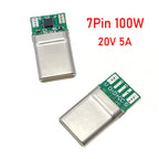 PD100W USB 3.1 Type-C 7Pin Connector Male Receptacle Adapter to Solder Wire Cable 20V 5A High Current Support PCB Board