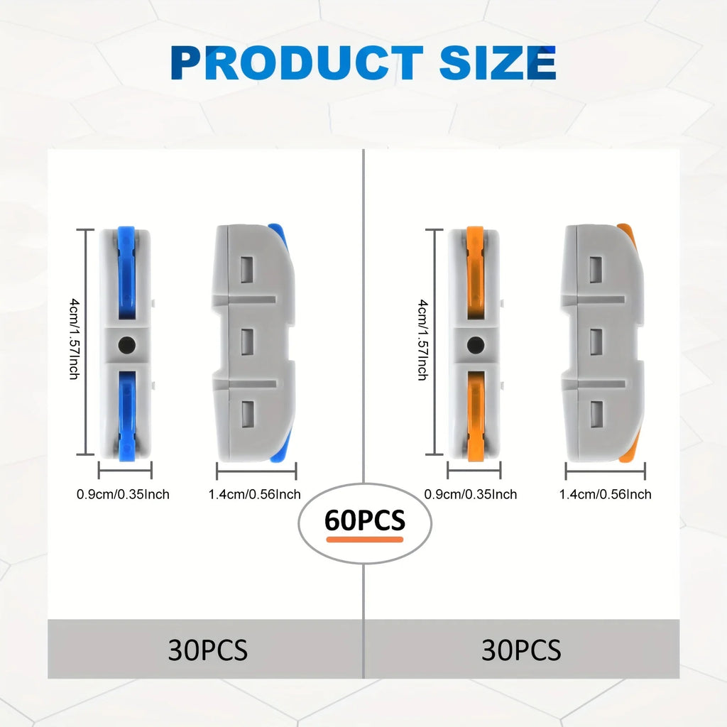 Lever Wire Connectors, 10pcs/60pcs Inline Wire Connectors Kit for Quick Connect, Push in Compact Splicing Electrical Connectors