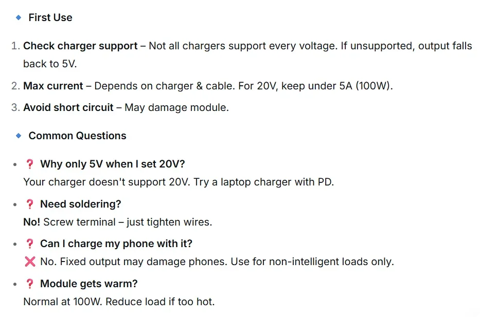 USB-C PD QC Decoy Trigger Board 5V-20V Fast Charging Test Module DIP Switch Adjustable 100W for Power Supply LED Strip Camera