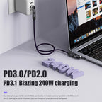 PD240W OTG C Type Adapter 90° 540° Rotating Type C Adapter Fast Charging USB C Adapter Extender for iPhone 17Pro Laptop Tablet