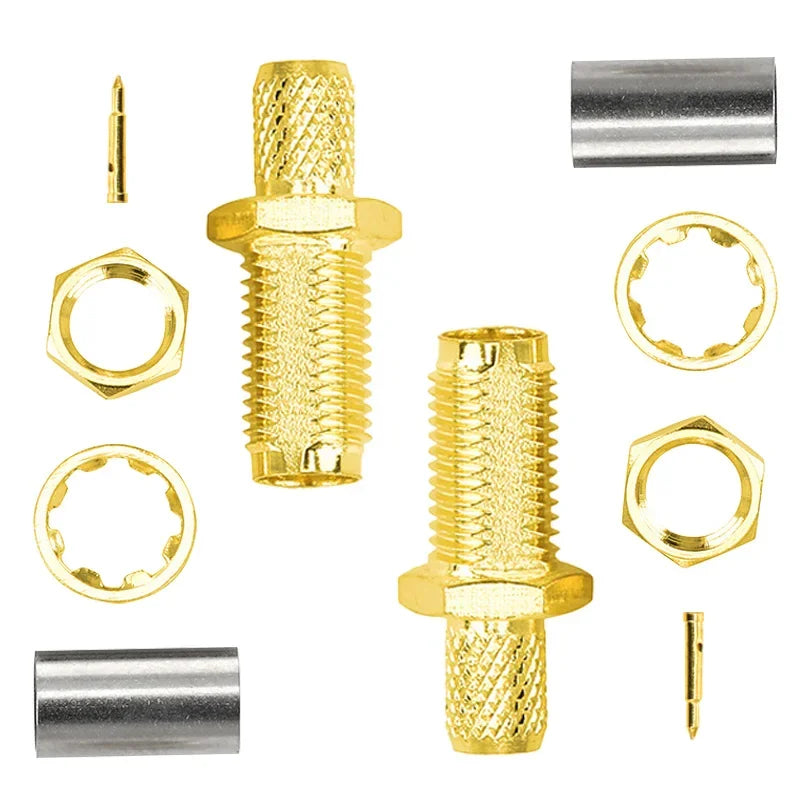 RP-SMA-KY-3 Male Female Bulkhead Crimp for RG58 RG142 SYV50-3 Cable RF Coaxial Connector