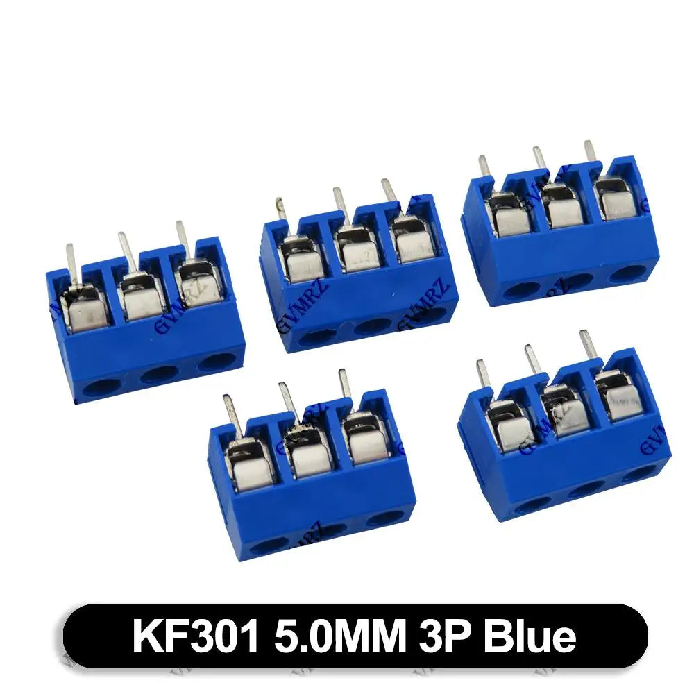 10PCS 5.0mm Blue Black PCB Terminal Block Connector Pitch 5.0mm KF301 Straight Pin 2P 3P Screw PCB Terminal Blocks Connector