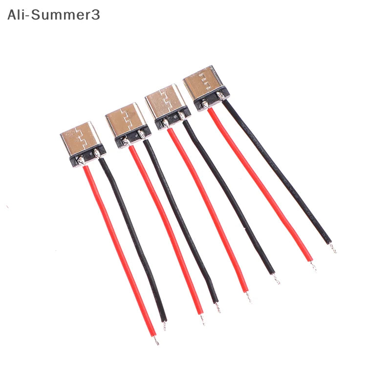 10Pcs Micro USB Type-C 2Pin Horizontal 2P Simple Soldered Female Plug-in Board Quick Charging Connector