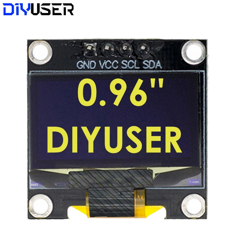 DIYUSER 0.96 Inch OLED SSD1306 White/Blue/Yellow 128X64 IIC I2C Serial Display Module 12864 LCD Screen Board For Ard