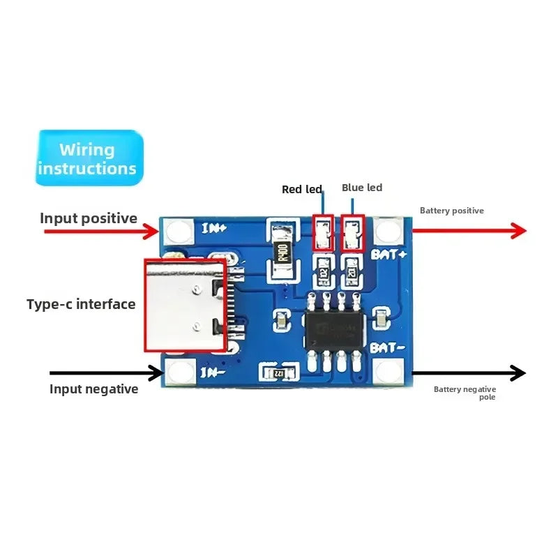 3/10pcs TP4056 Protection Dual-Function 5V 1A Type-C 18650 Lithium Battery Charging Board Charging Module