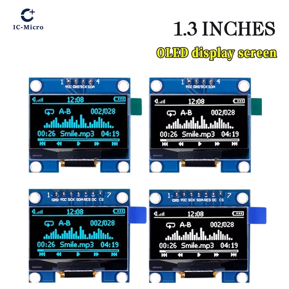 1.3 inch OLED module SPI/IIC I2C Communicate white/blue color 128X64 1.3 inch OLED LCD LED Display Module 1.3" OLED Module 1-10