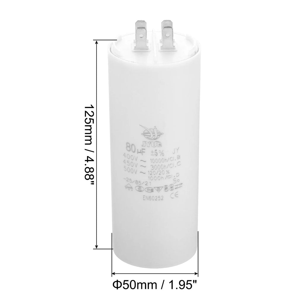 CBB60 8uf-100uf Running Capacitor AC 450V 4 Pins 50/60Hz Double Insert Cylinder Bottom for Air Conditioning Water Pump Fan Motor
