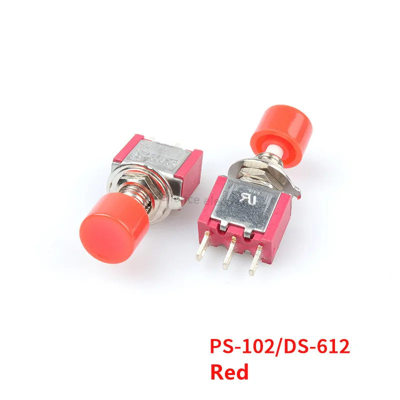 5Pcs PS-102 DS-612 3Pin 6mm Mini Momentary Automatic Return Push Button Switch ON-(ON) 2A 250VAC/5A 120VAC Toggle Switches