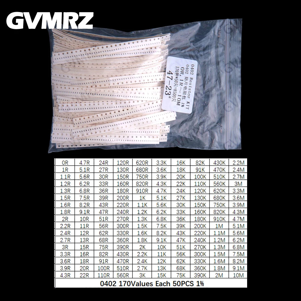 170/146/60Values 0603 0805 0402 1206 SMD resistor sop 1% Each 50PCS Each 25PCS 1k 2k 3k 4k 5k