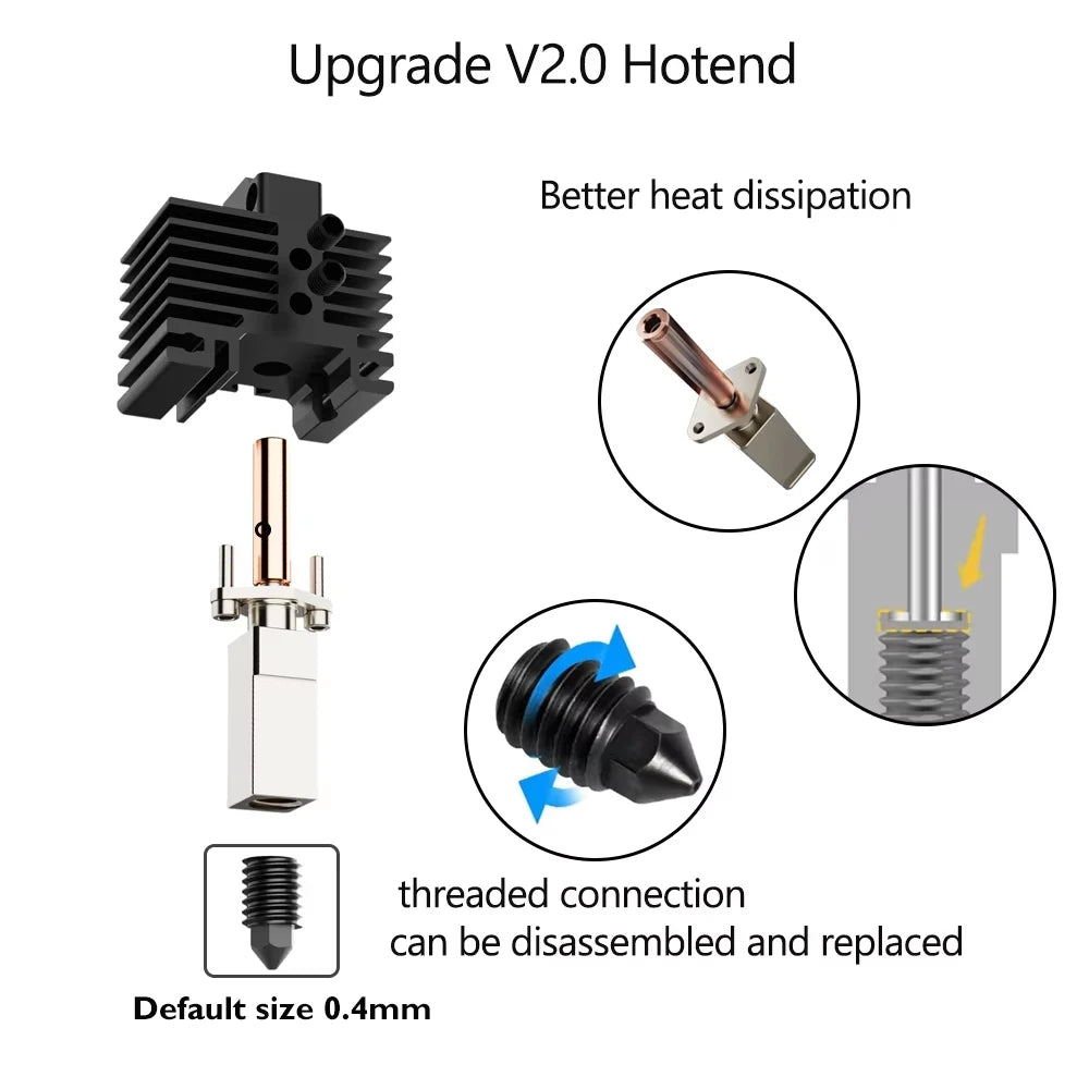 V2 Hotend Assembly For Bambu Lab P1S X1 X1C P1P With Heater Cartridge Thermistor 0.4 Nozzle Bambulab Hot end Extruder Accessorie