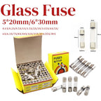 100-10PCS 5*20mm 6*30mm Fast Blow Glass Tube Fuses 250V 0.1 0.5 1 2 3 3.15 4 5 6 7 8 10 12 15 20 25 30A AMP Fuse Fast Blow