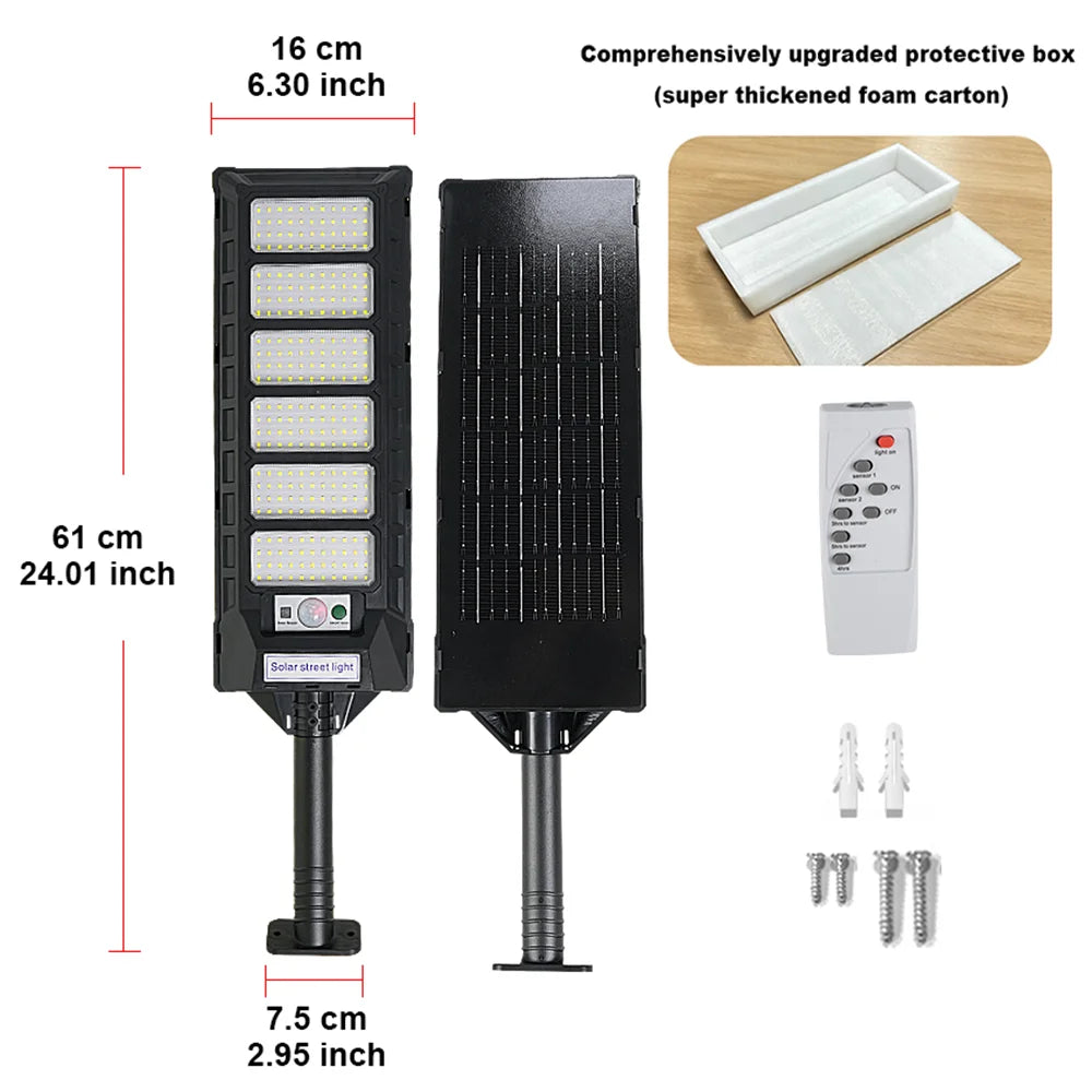 12000W Solar Lights Commercial LED Outdoor Dusk To Dawn Solar Street Lamp Waterproof Backyard Garden Security Lighting IR Sensor