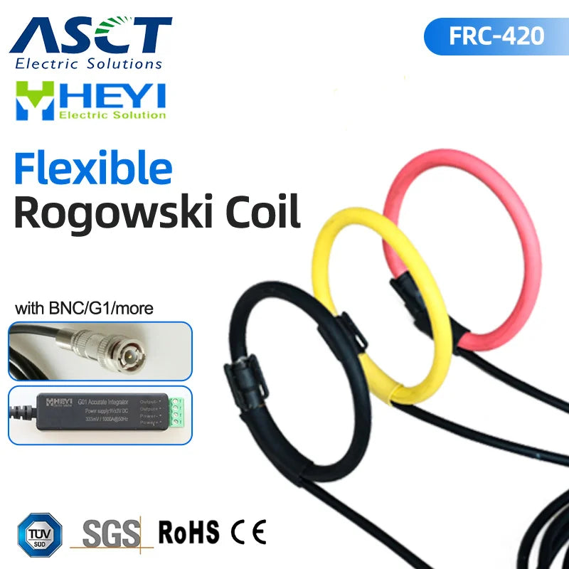 Flexible Rogowski coil FRC-420 measuring range 10-10000A current ratio 1000A/100mv split core current transformer.