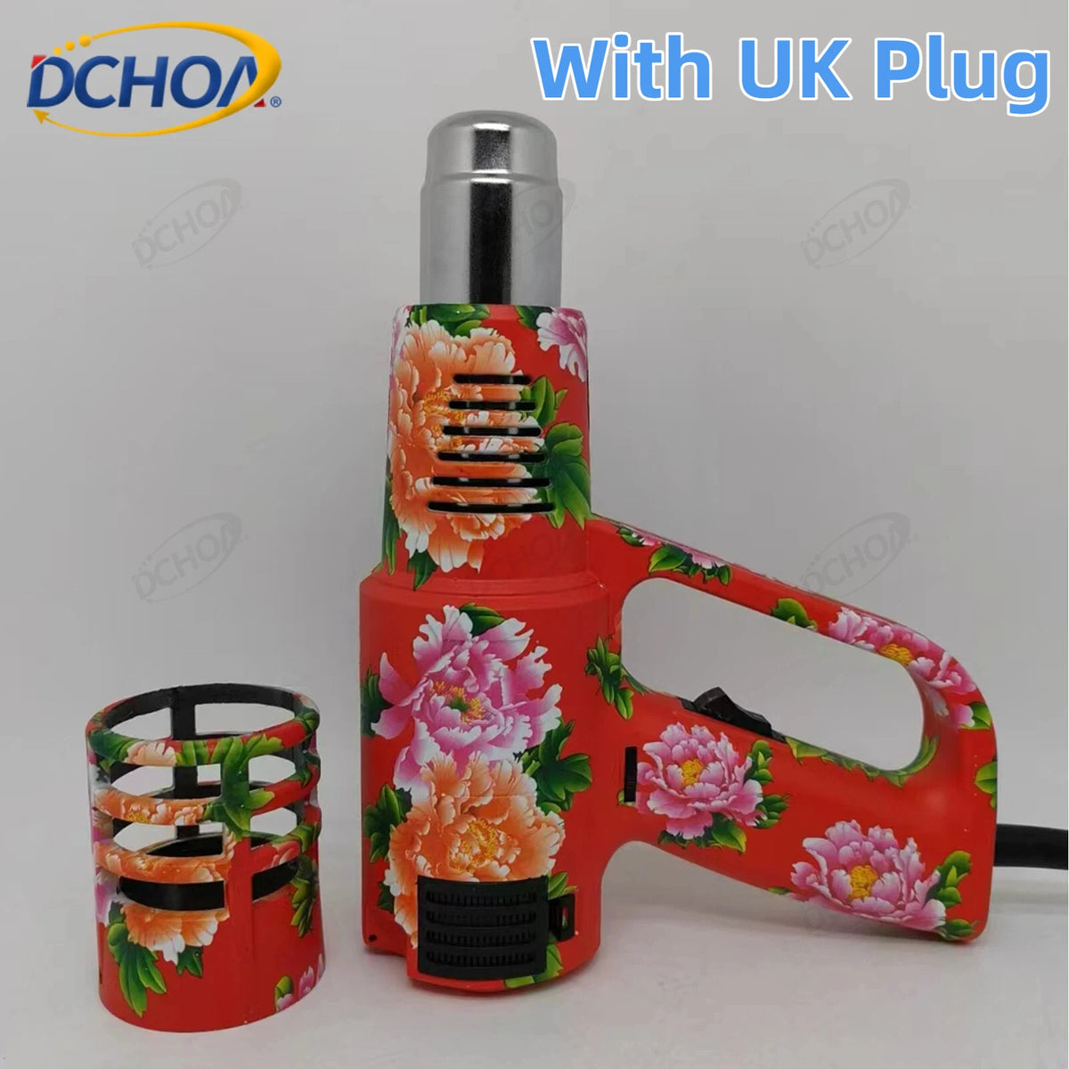 DCHOA 2200W Hot Air Gun with Anti-Scald Cover 2-Speed Variable Temperature Heat Gun for Car Vinyl Wrap Window Tint Firm Install