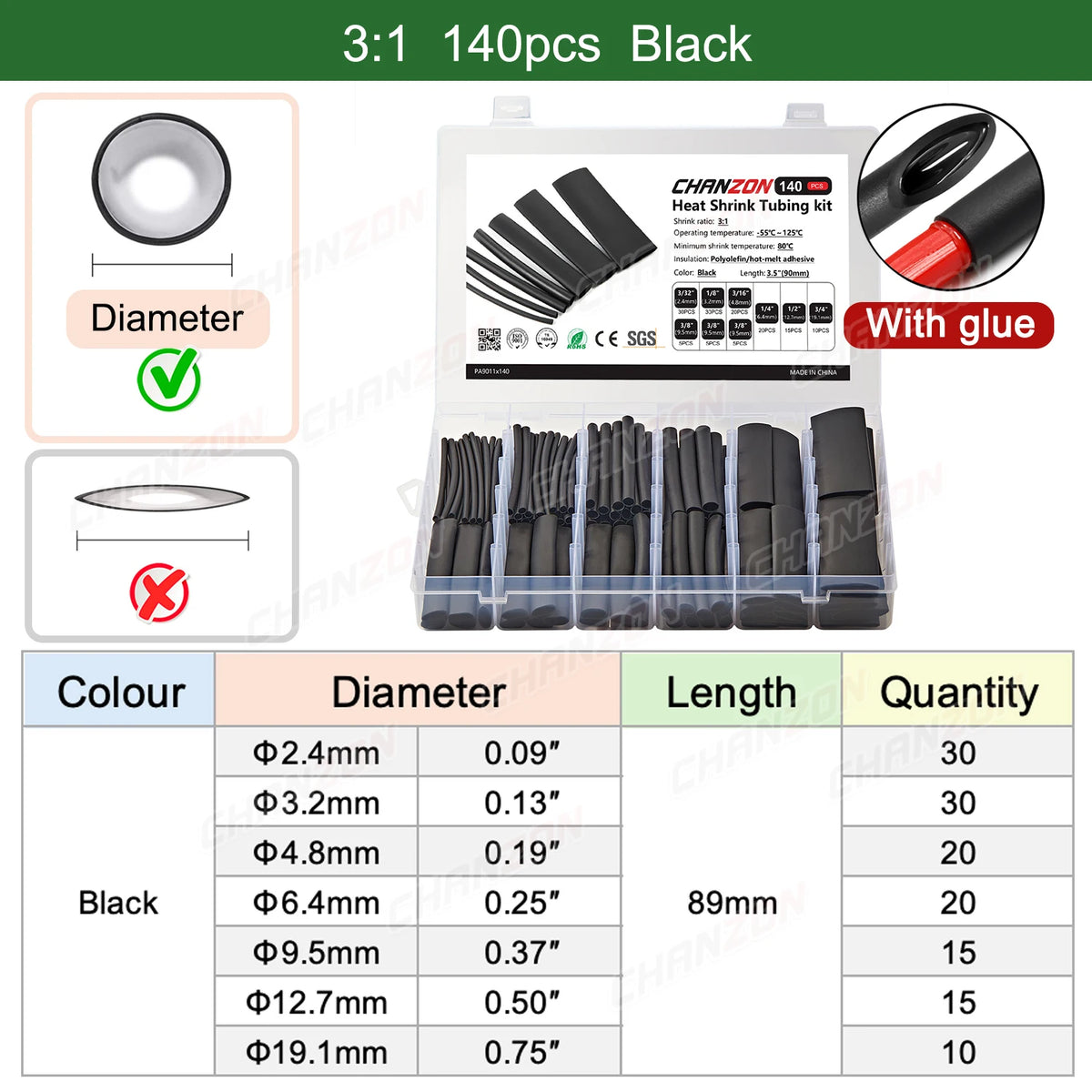 2:1 3:1 4:1 heat shrink tubes heat shrink tube kit Bag Shrinking Wrap Tubes Diy Repair Cables Heat-Shrink Pipe Assorted