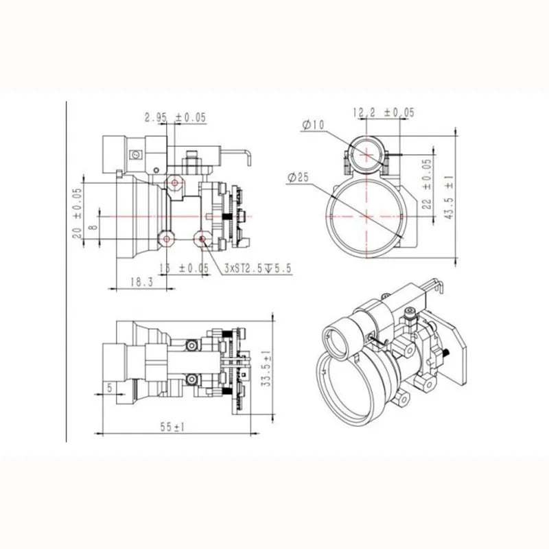RS422 High-Stability Gyroscope Rangefinder Module 1535nm 115200bps 0.4mrad 4000m Laser Distance Sensor for UAS