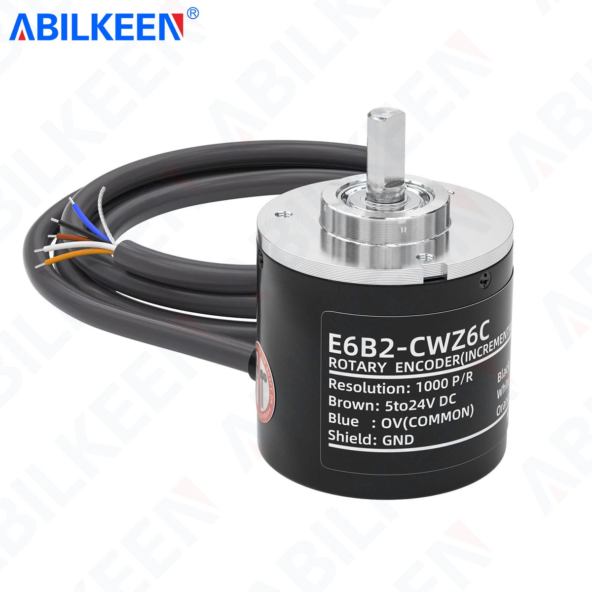 ABILKEEN E6B2 Series 40MM Incremental Rotary Encoder with 6MM Solid Shaft 100~5000 PPR Pluse Magnetoelectric Rotary Encoder