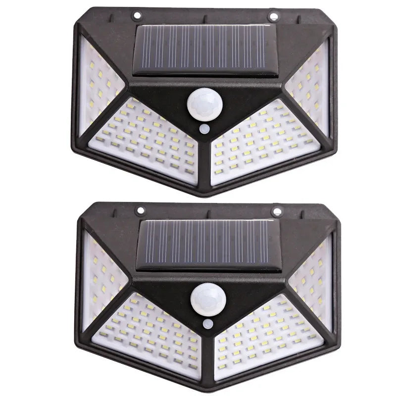 100 LED Wall Lights Outdoor Solar Lamp PIR Motion Sensor Solar Powered Sunlight Street Light for Garden Decoration