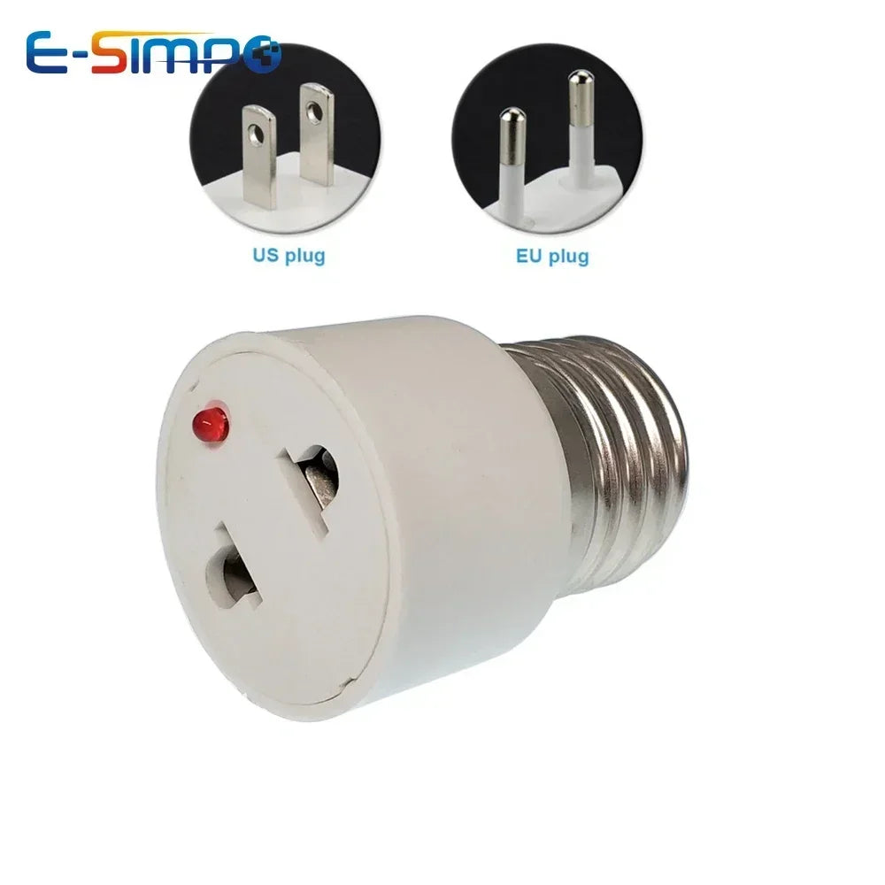 2pc E26 E27 Screw B22 Bayonet Rated 220V6A  Lamp Holder Light Base Socket to US EU AC Power Cord Outlets Plug Adapter Converter