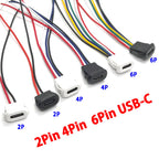 USB Connector Type-C Waterproof with PH 2.0 2Pin 4Pin 6Pin Locking Plate Female Waterproof High Current Fast Charging Jack Port