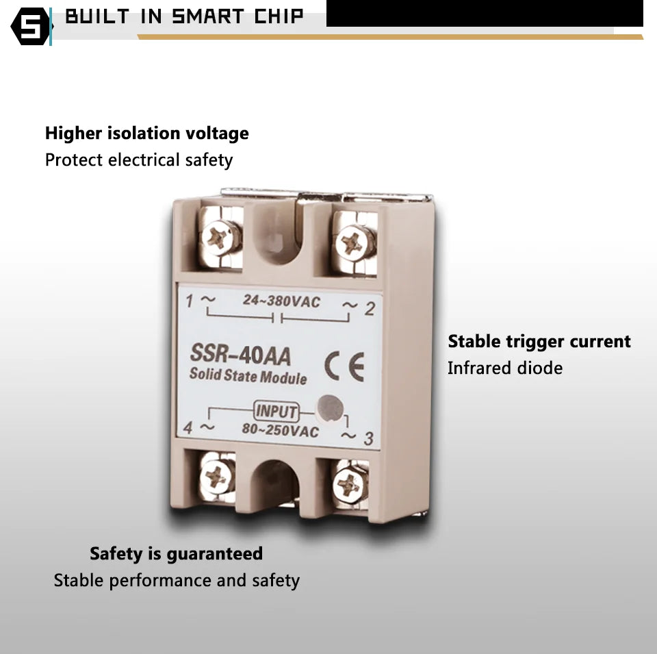 Relay Solid State Ssr Rele 220V Module Modulo Voltage Smart 24V Relè Switch Contactor Reley Heatsink 40 10A 40A Din 25A Ssd 40Aa