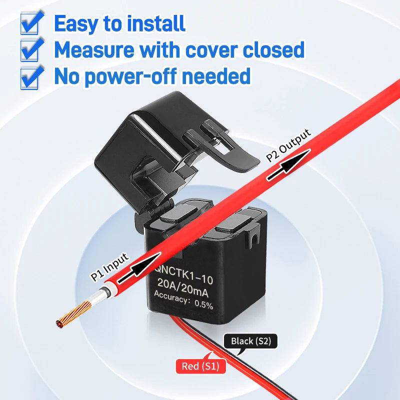 Split Core Current Transformer 1A 0.5mA 2000:1 100A 50mA 5A 5mA 1:1000 QNCTK4-06 Open Type CT Clamp Current Sensor
