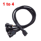 1Pcs PWM Fan Splitter 4pin Adapter Cable 1 To 4/3/2/1 Ways PWM Fan Splitter Extension Power Cable Connector Y Splitter Black