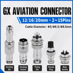 5/10Set GX12 GX16 GX20 Aviation Connector 2 3 4 5 6 7 8 9 10 12 14 15 Pin Docking Fixing Circular Metal Male Female Plug Socket