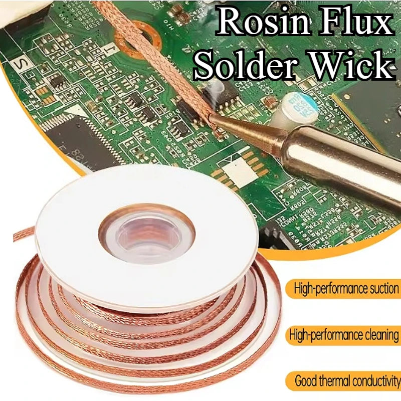 Desoldering Braid Solder Remover Wick Solder Remover Wire Soldering Heavy Duty Copper Wick for Circuit Board Repair Tool