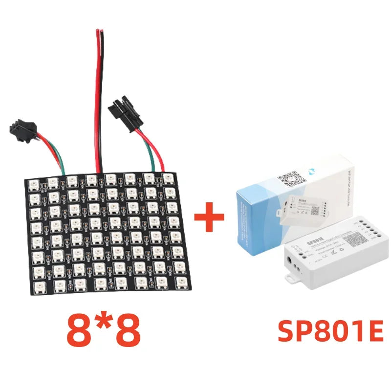SP801E Led Controller Kit DC5V WS2812B RGB LED Pixel Panel Light 8x8 16x16 8x32 Digital Flexible Screen Individually Addressable