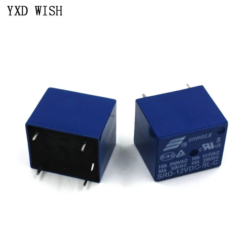 100pcs DC 5V 12V 24V 5Pin Relay SRD-05V/12V/24VDC-SL-C 10A 250VAC Mini Power Relay SRA- 05VDC 12VDC 24VDC-CL 20A 5Pin Relays