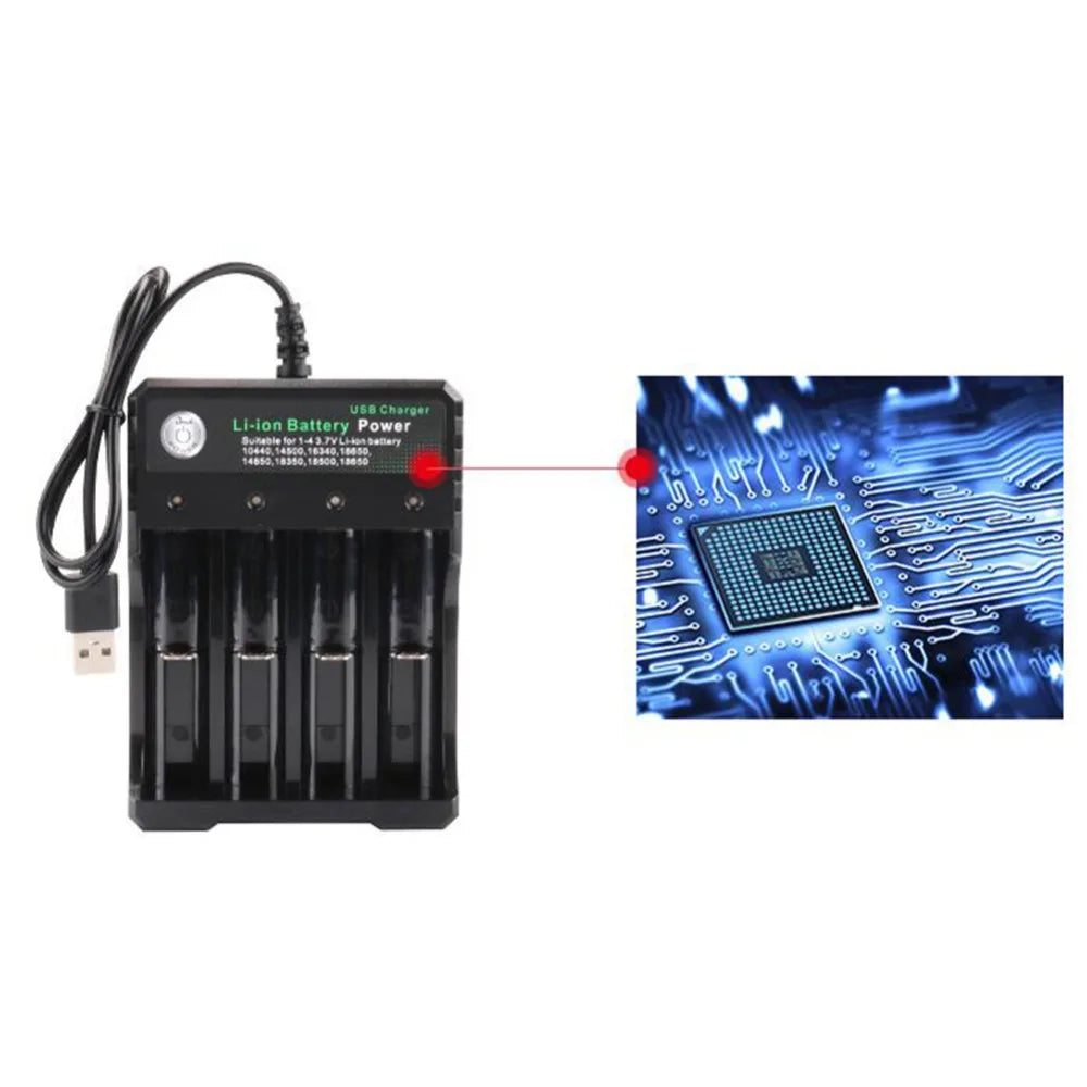 4 Slot 18650 Charger 3.7V Li-ion Battery USB Independent Charging 2X 3X 4X Portable Electronic 16340 14500 26650 Battery Charger