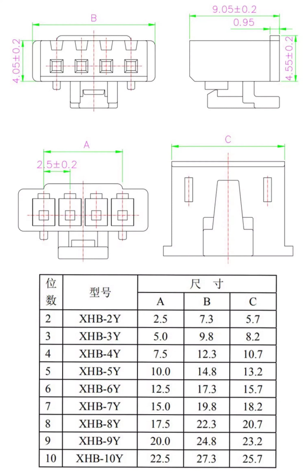 10pcs XHB2.54 wt Latch TJC3B Single Head 22/26AWG Wire Cable Connector 2P/3P/4P/5P/6P/7P/8P/9P/10P/11P/12Pin Female Plug Socket