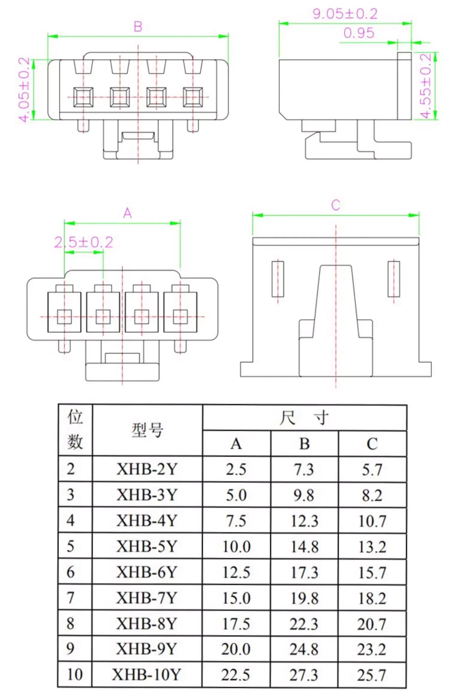 10pcs XHB2.54 wt Latch TJC3B Single Head 22/26AWG Wire Cable Connector 2P/3P/4P/5P/6P/7P/8P/9P/10P/11P/12Pin Female Plug Socket