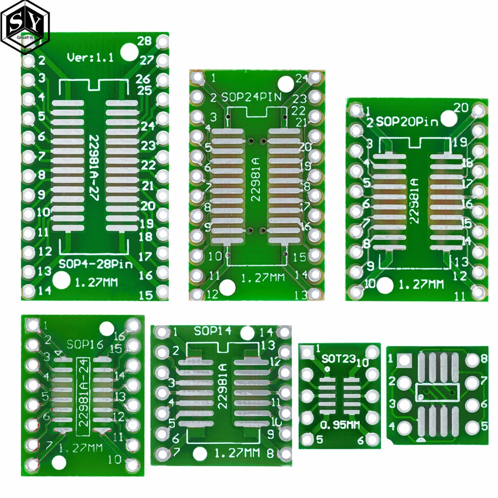 10PCS PCB Board Kit SMD Turn To DIP Adapter Converter Plate SOP MSOP SSOP TSSOP SOT23 8 10 14 16 20 28 SMT To DIP