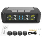 Tire Pressure Monitoring System Auto Security Alarm Systems Solar/USB Powered Tyre Temperature Monitor Car TPMS 4 Sensors
